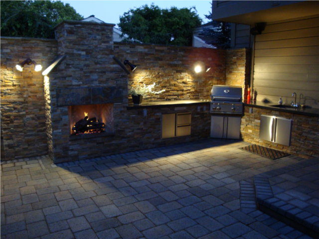 Outdoor Fireplace and Cook Center in Portland Oregon