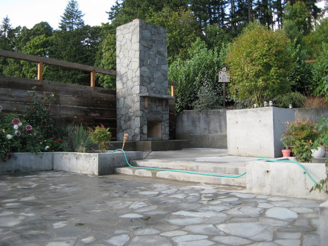 Slate Outdoor Fireplace and Patio in Portland Oregon